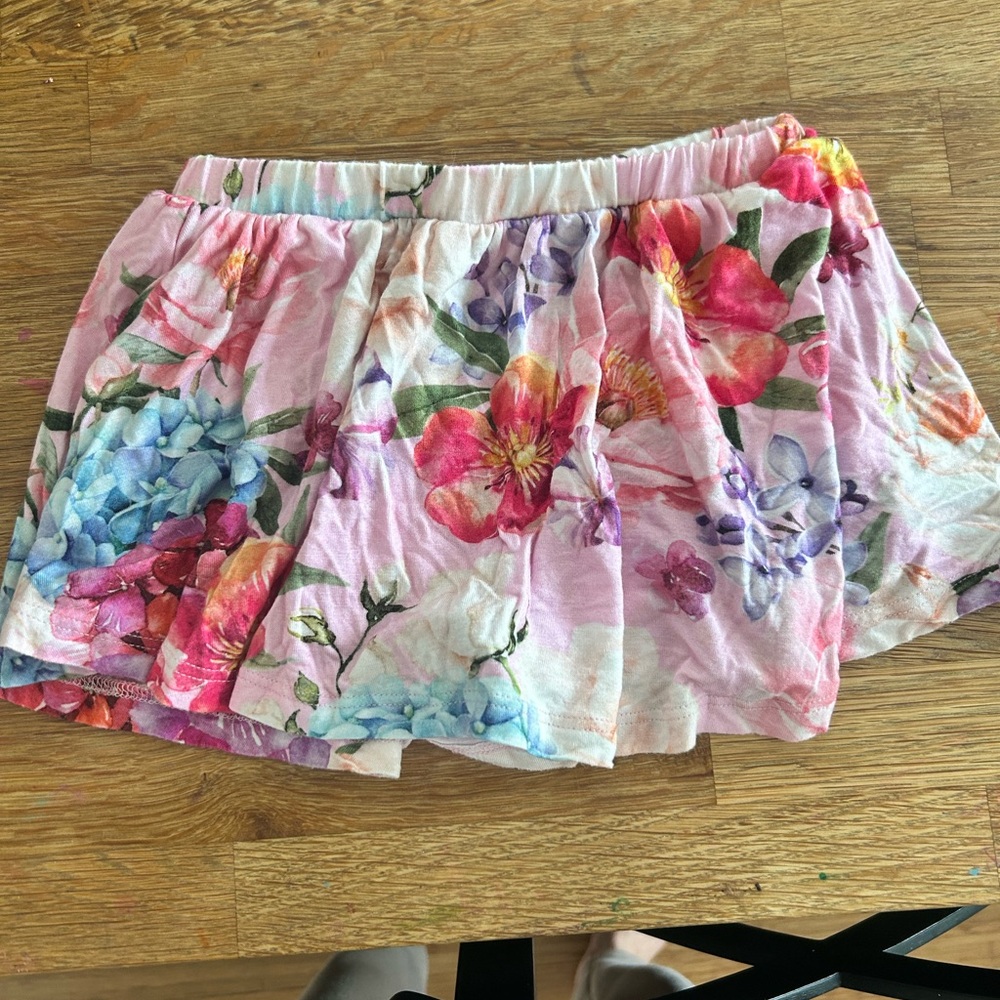 Posh Peanut Floral Pink Ruffled Mini Skirt Shorts Skort 4T